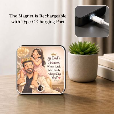 Musical Fridge Magnet Gift for Father Day from Daughter | Birthday Gift for Papa Rechargeable Music Fridge Magnet for Refrigerator & Almirah Decor
